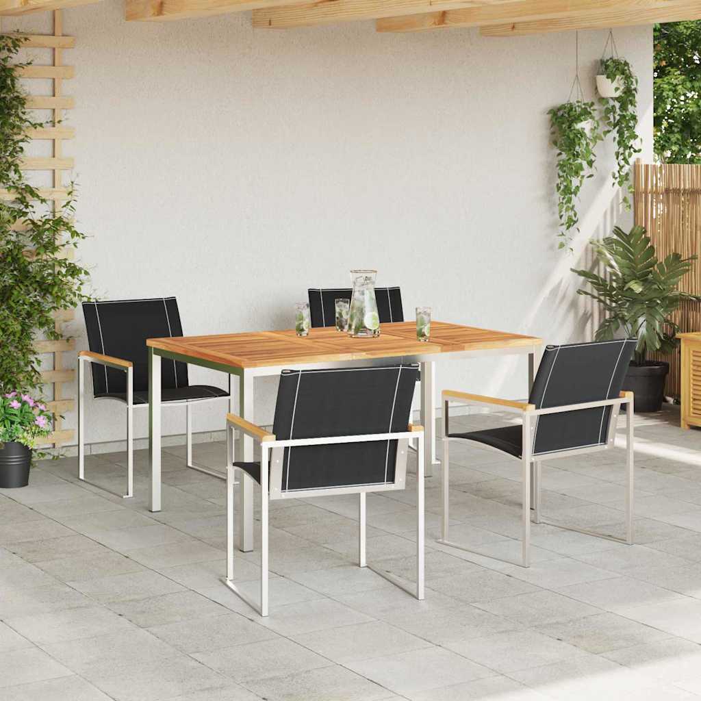 Tuin eettafelset 5 pcs Bruin Massief Acaciahout is nu te koop bij PeponiXL, paradijselijk wonen!