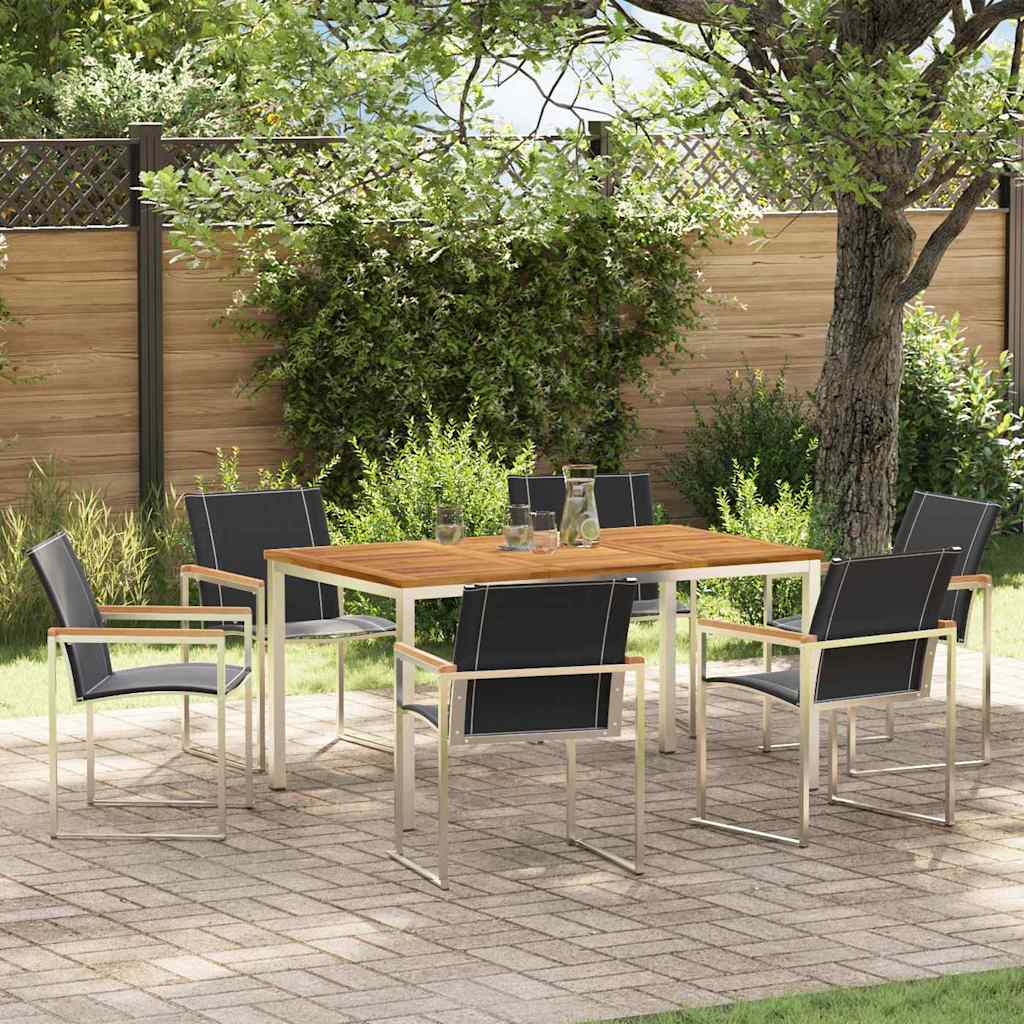 Tuin eettafelset 7 pcs Bruin Massief Acaciahout is nu te koop bij PeponiXL, paradijselijk wonen!