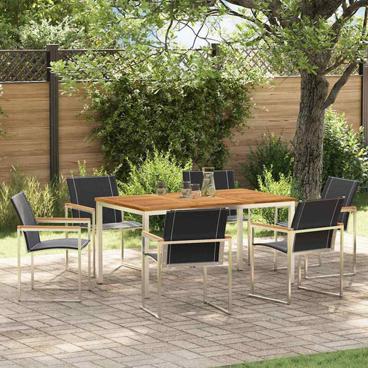 Tuin eettafelset 7 pcs Bruin Massief Acaciahout is nu te koop bij PeponiXL, paradijselijk wonen!