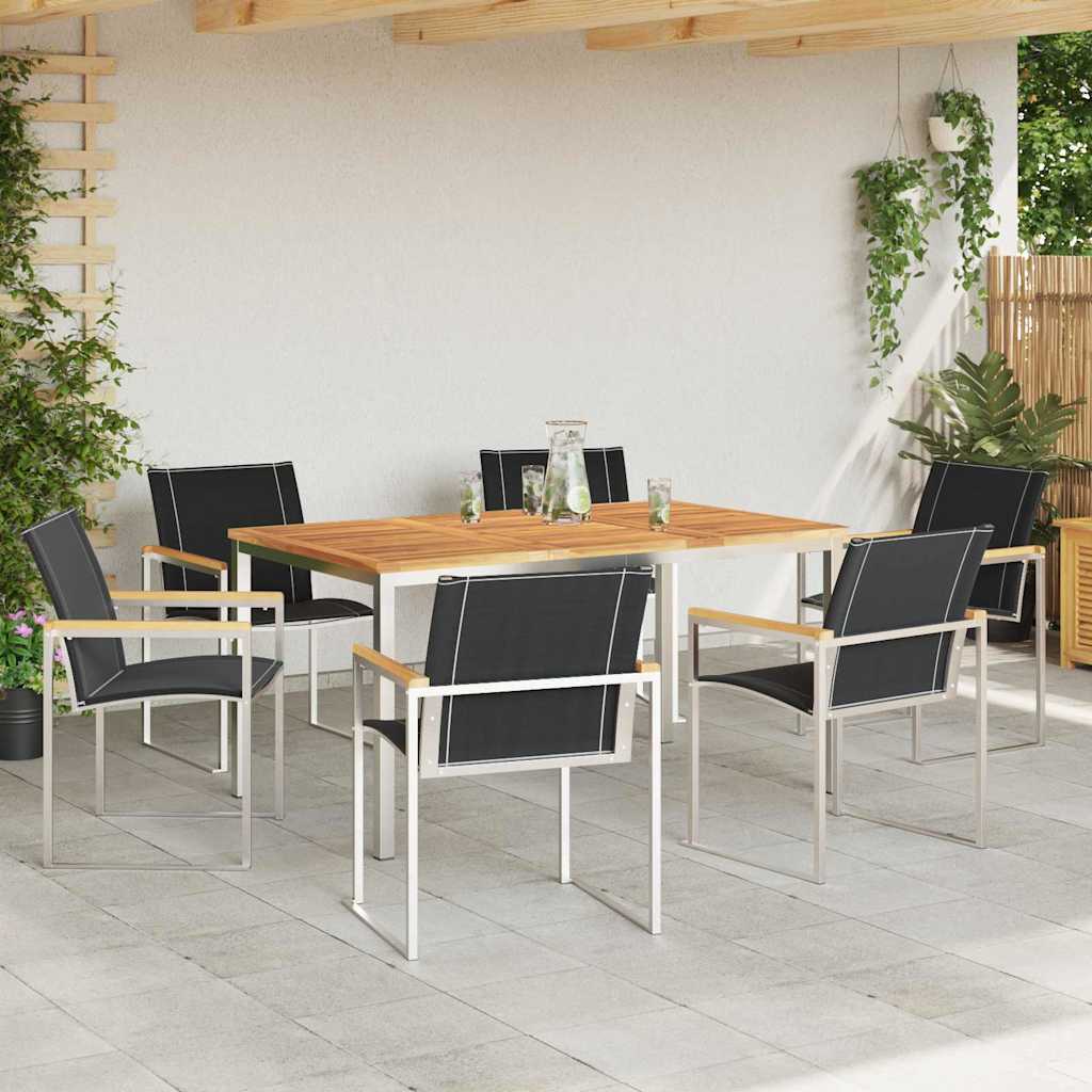 Tuin eettafelset 7 pcs Bruin Massief Acaciahout is nu te koop bij PeponiXL, paradijselijk wonen!