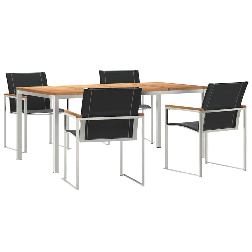 Tuin eettafelset 5 pcs Bruin Massief Acaciahout is nu te koop bij PeponiXL, paradijselijk wonen!