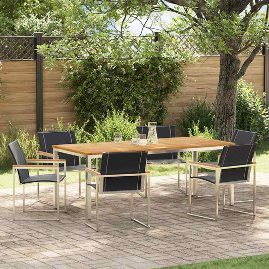 Tuin eettafelset 7 pcs Bruin Massief Acaciahout is nu te koop bij PeponiXL, paradijselijk wonen!
