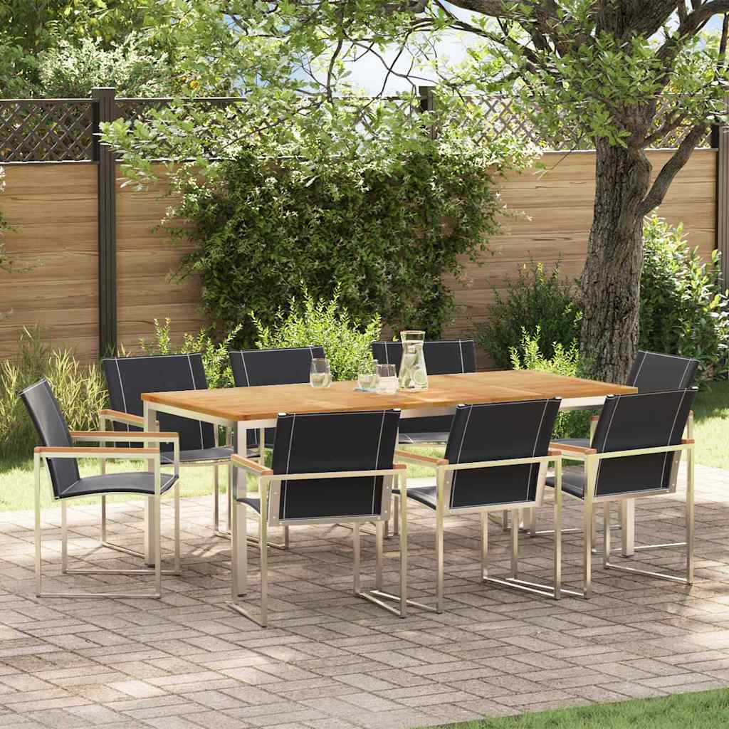 Tuin eettafelset 9 pcs Bruin Massief Acaciahout is nu te koop bij PeponiXL, paradijselijk wonen!