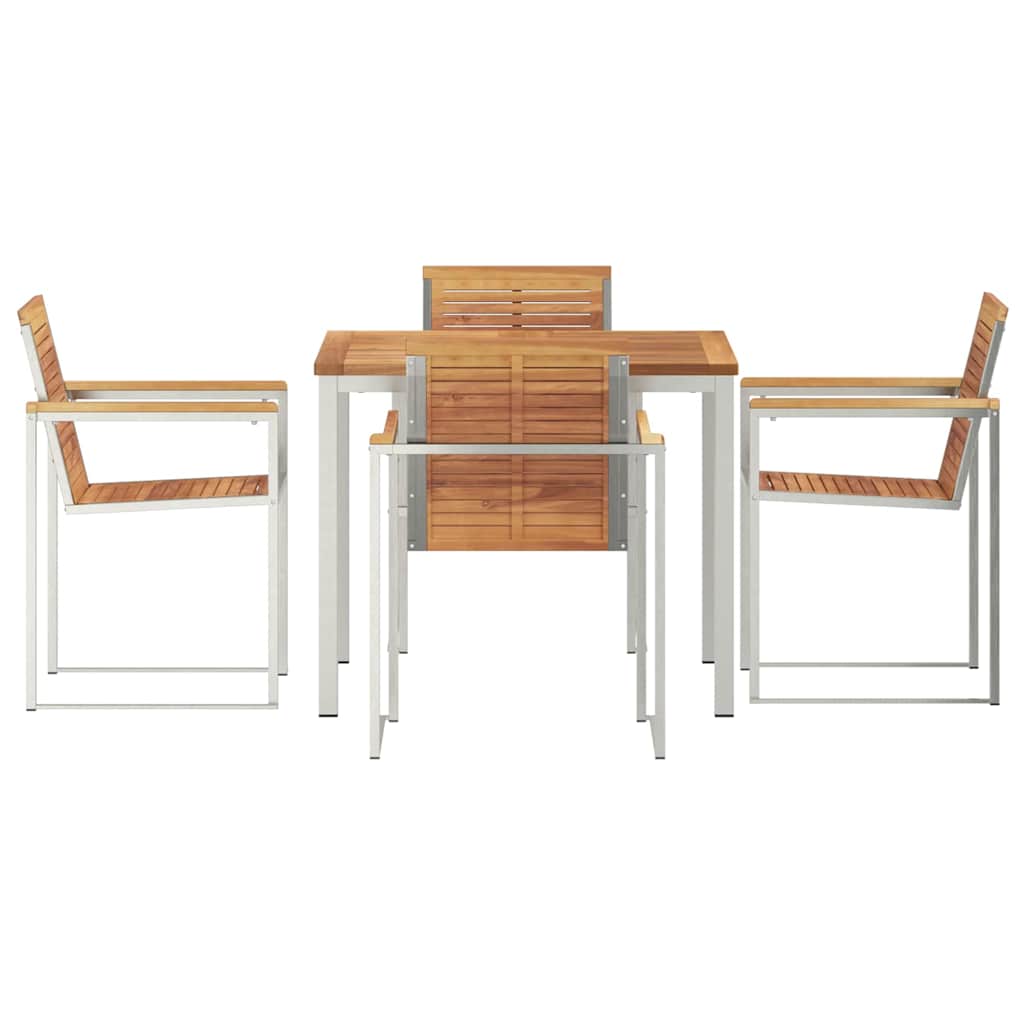 Tuin eettafelset 5 pcs Bruin Massief Teakhout is nu te koop bij PeponiXL, paradijselijk wonen!