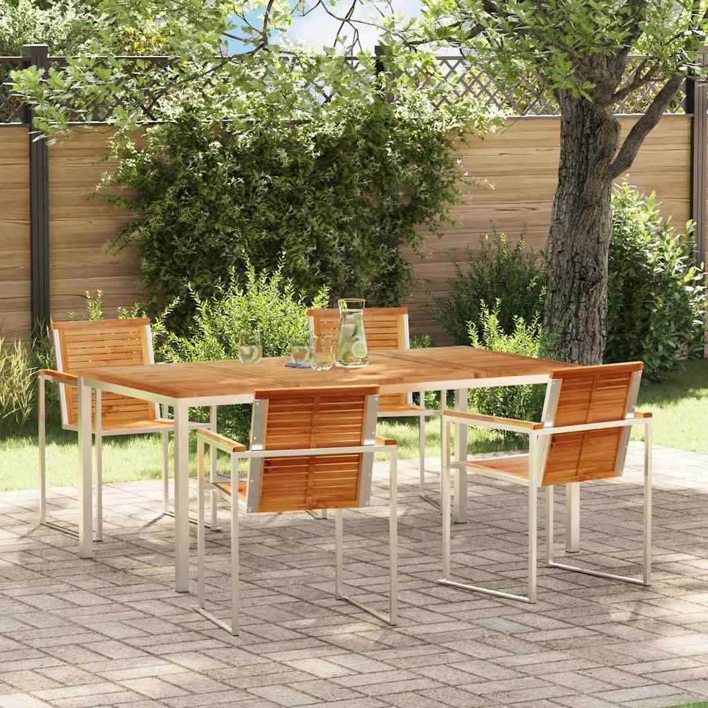 Tuin eettafelset 5 pcs Bruin Massief Teakhout is nu te koop bij PeponiXL, paradijselijk wonen!