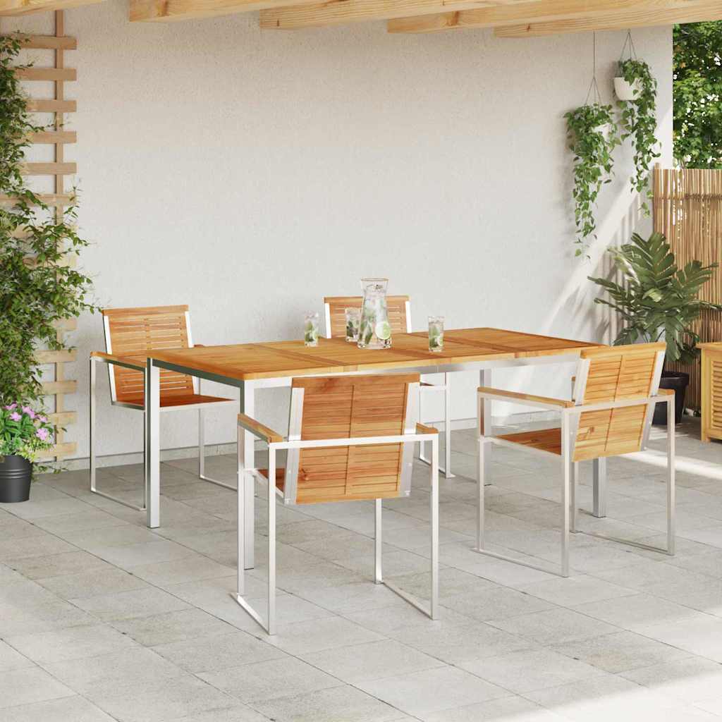 Tuin eettafelset 5 pcs Bruin Massief Teakhout is nu te koop bij PeponiXL, paradijselijk wonen!