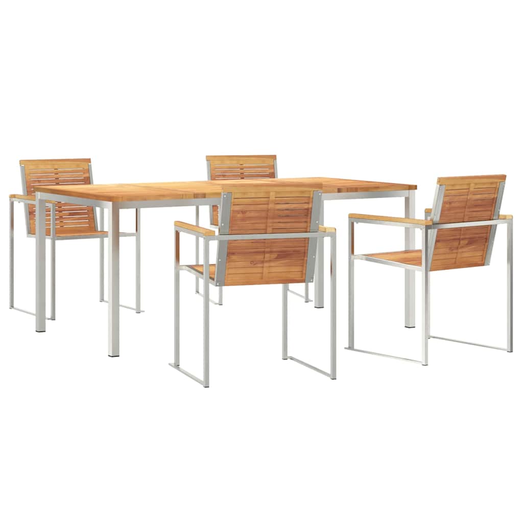 Tuin eettafelset 5 pcs Bruin Massief Teakhout is nu te koop bij PeponiXL, paradijselijk wonen!