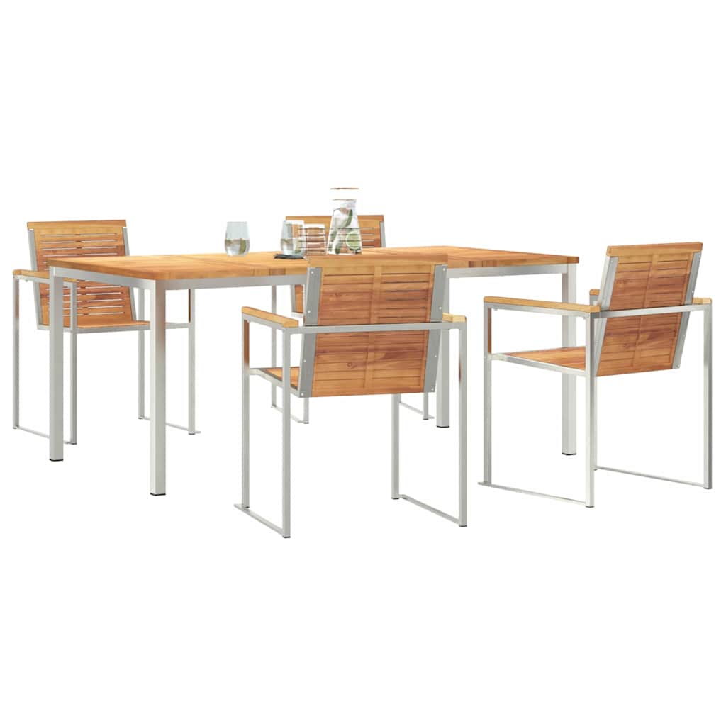 Tuin eettafelset 5 pcs Bruin Massief Teakhout is nu te koop bij PeponiXL, paradijselijk wonen!