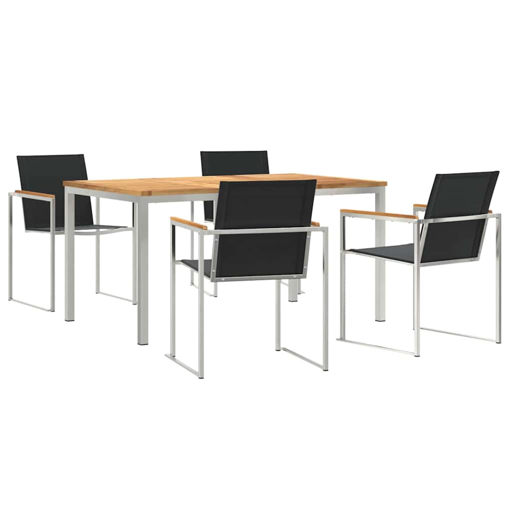 Tuin eettafelset 5 pcs Bruin Massief Teakhout is nu te koop bij PeponiXL, paradijselijk wonen!