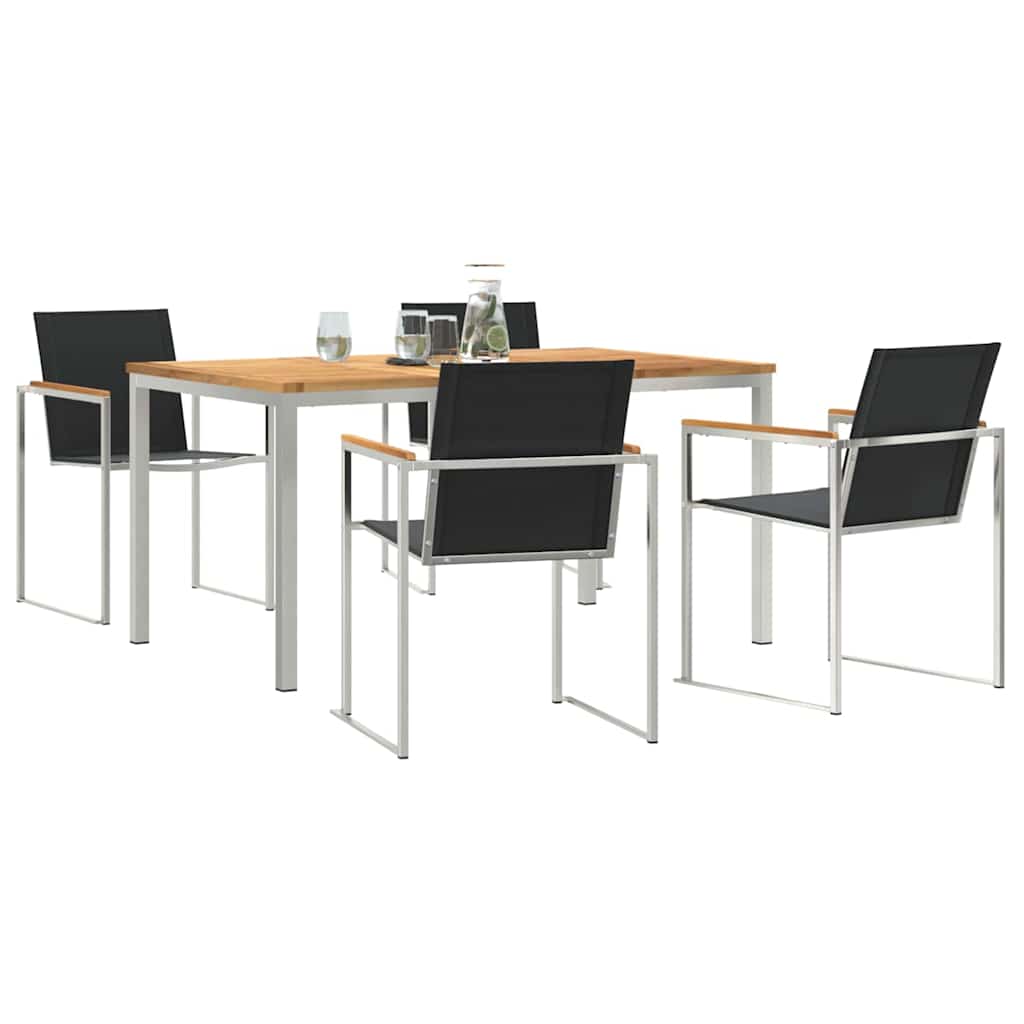 Tuin eettafelset 5 pcs Bruin Massief Teakhout is nu te koop bij PeponiXL, paradijselijk wonen!