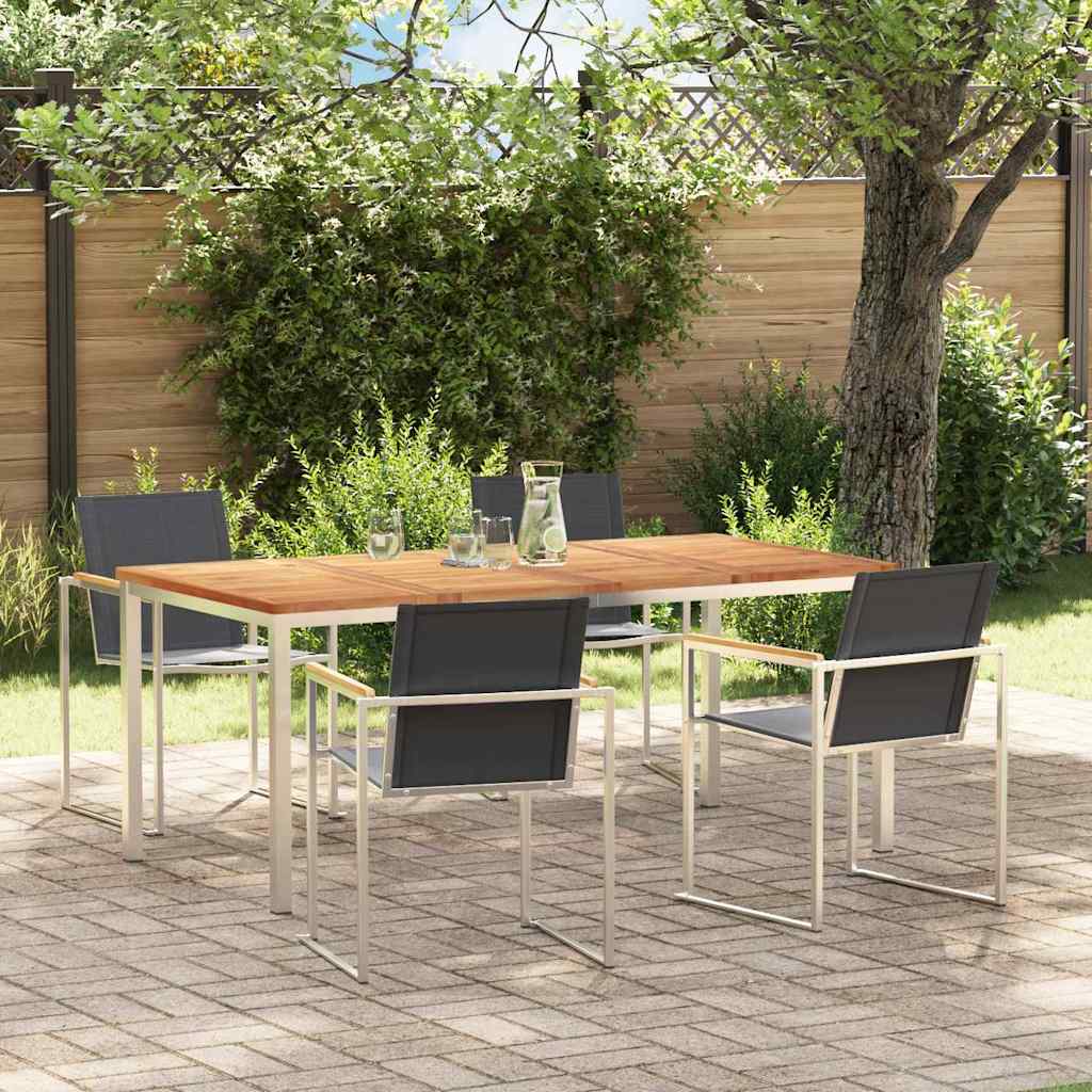 Tuin eettafelset 5 pcs Bruin Massief Teakhout is nu te koop bij PeponiXL, paradijselijk wonen!