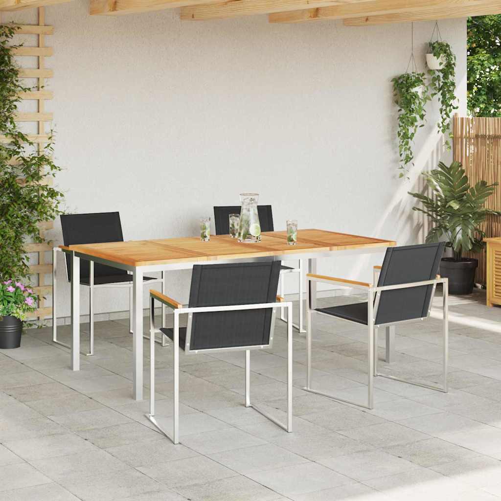 Tuin eettafelset 5 pcs Bruin Massief Teakhout is nu te koop bij PeponiXL, paradijselijk wonen!