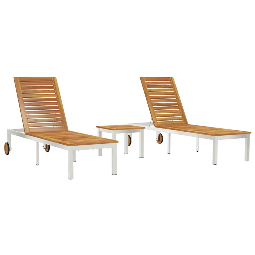 Lounger 2-persoon 3 pcs Bruin Massief Acaciahout is nu te koop bij PeponiXL, paradijselijk wonen!