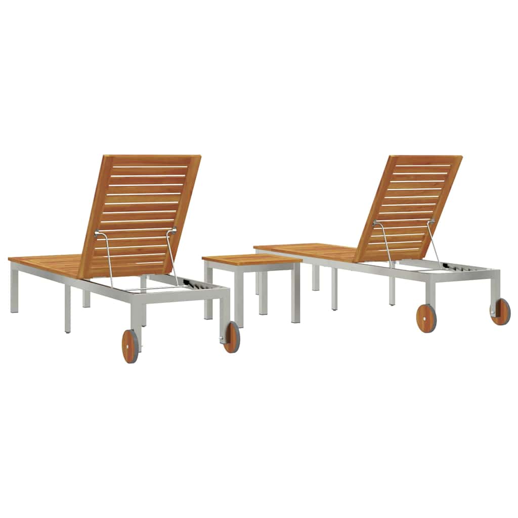 Lounger 2-persoon 3 pcs Bruin Massief Acaciahout is nu te koop bij PeponiXL, paradijselijk wonen!