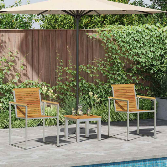 Ligstoel 3 pcs Bruin Massief Acaciahout is nu te koop bij PeponiXL, paradijselijk wonen!