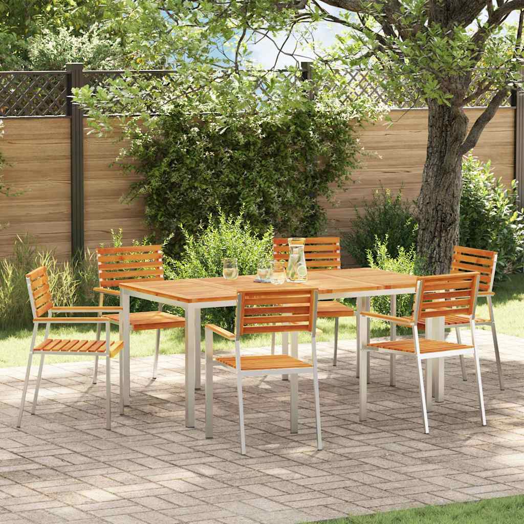 Tuinstoel 6 pcs Olie naturel Massief Acaciahout is nu te koop bij PeponiXL, paradijselijk wonen!