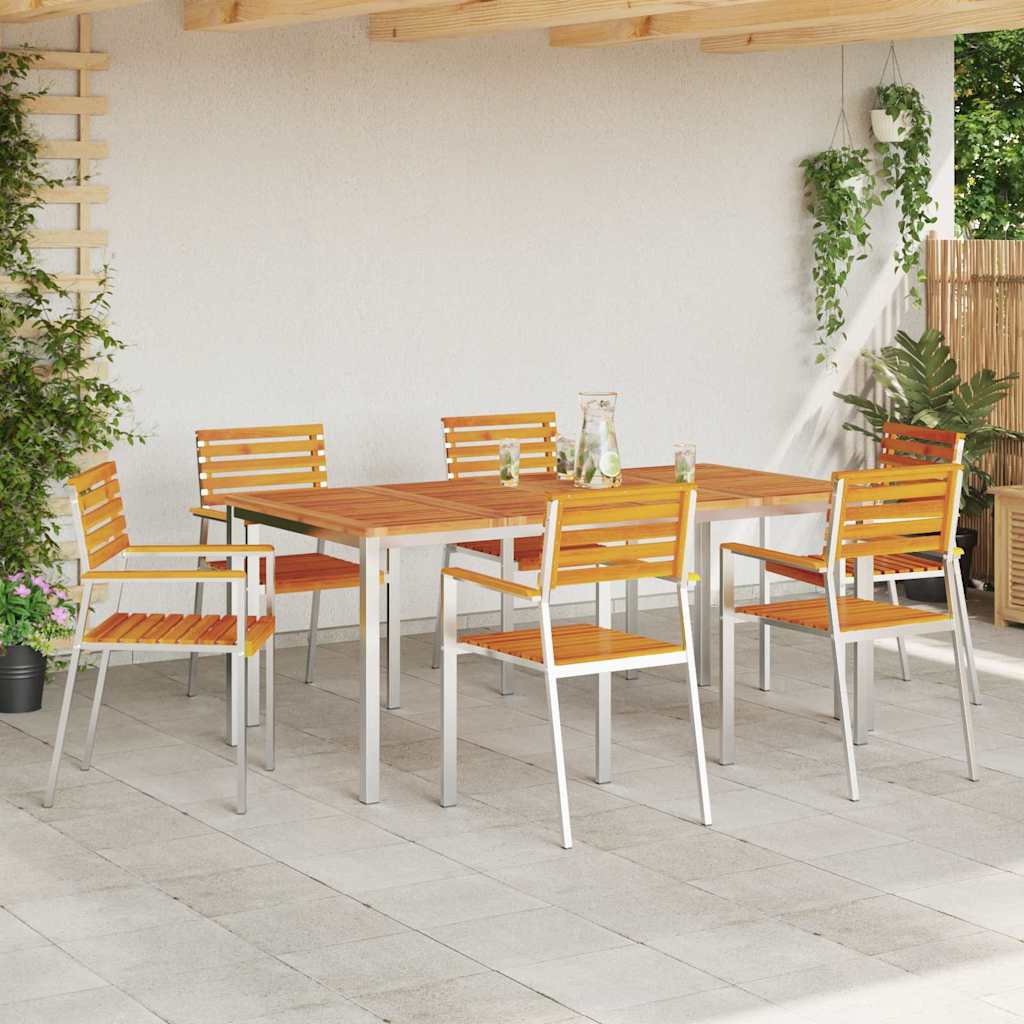Tuinstoel 6 pcs Olie naturel Massief Acaciahout is nu te koop bij PeponiXL, paradijselijk wonen!