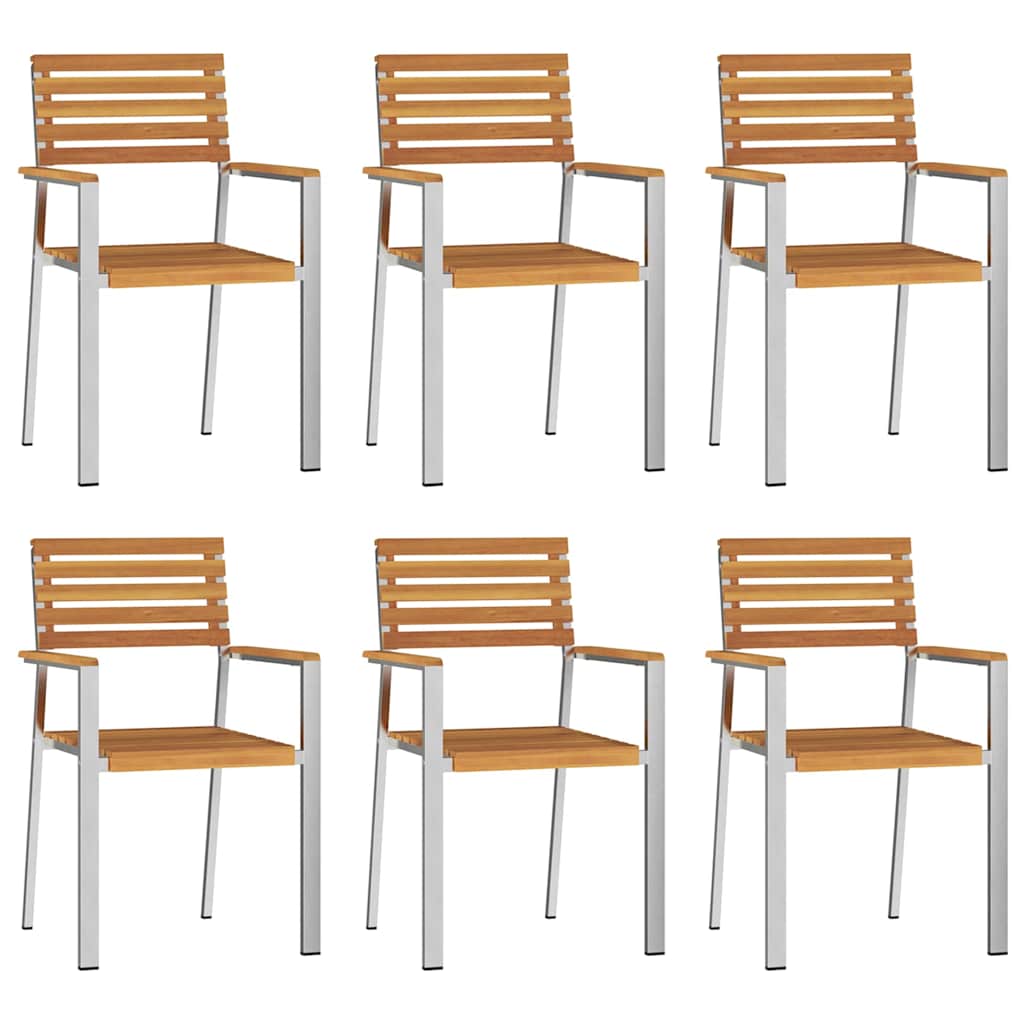 Tuinstoel 6 pcs Olie naturel Massief Acaciahout is nu te koop bij PeponiXL, paradijselijk wonen!