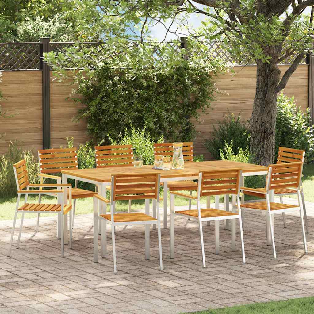 Tuinstoel 8 pcs Olie naturel Massief Acaciahout is nu te koop bij PeponiXL, paradijselijk wonen!
