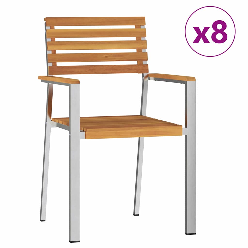 Tuinstoel 8 pcs Olie naturel Massief Acaciahout is nu te koop bij PeponiXL, paradijselijk wonen!