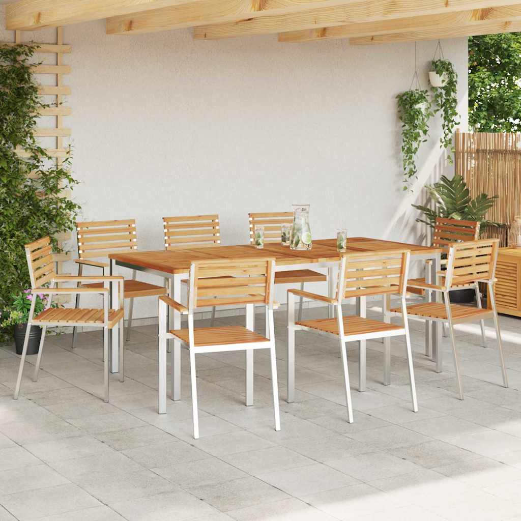 Tuinstoel 8 pcs Olie naturel 56 x 54,5 x 87 cm Massief Teakhout is nu te koop bij PeponiXL, paradijselijk wonen!