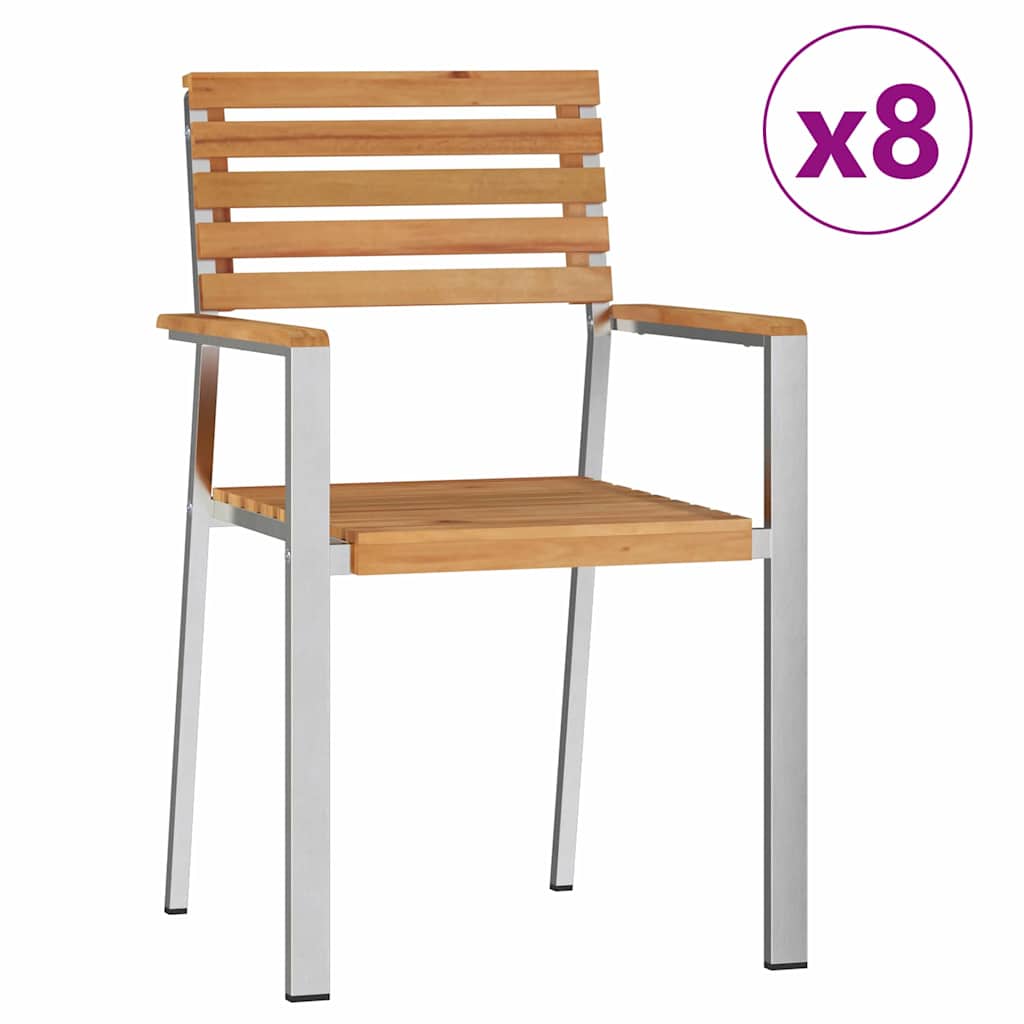 Tuinstoel 8 pcs Olie naturel 56 x 54,5 x 87 cm Massief Teakhout is nu te koop bij PeponiXL, paradijselijk wonen!