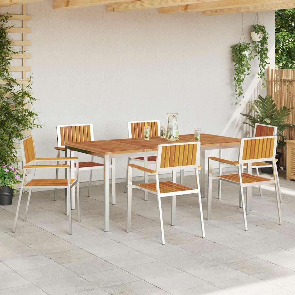 Tuinstoel 6 pcs Bruin 56 x 54,5 x 87 cm Massief Acaciahout is nu te koop bij PeponiXL, paradijselijk wonen!