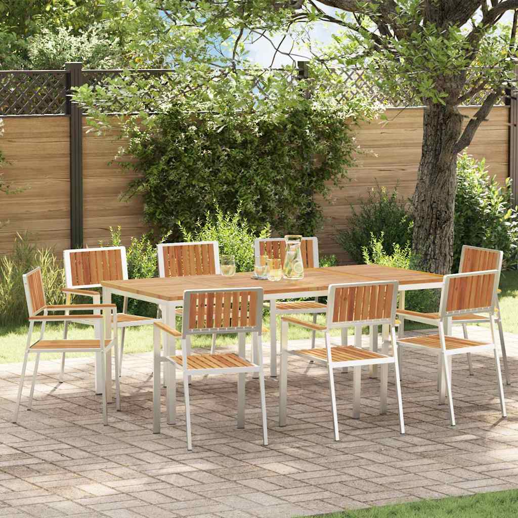 Tuinstoel 8 pcs Bruin 56 x 54,5 x 87 cm Massief Acaciahout is nu te koop bij PeponiXL, paradijselijk wonen!