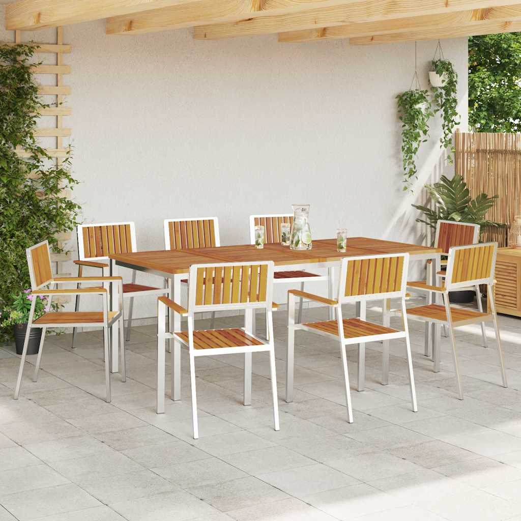Tuinstoel 8 pcs Bruin 56 x 54,5 x 87 cm Massief Acaciahout is nu te koop bij PeponiXL, paradijselijk wonen!