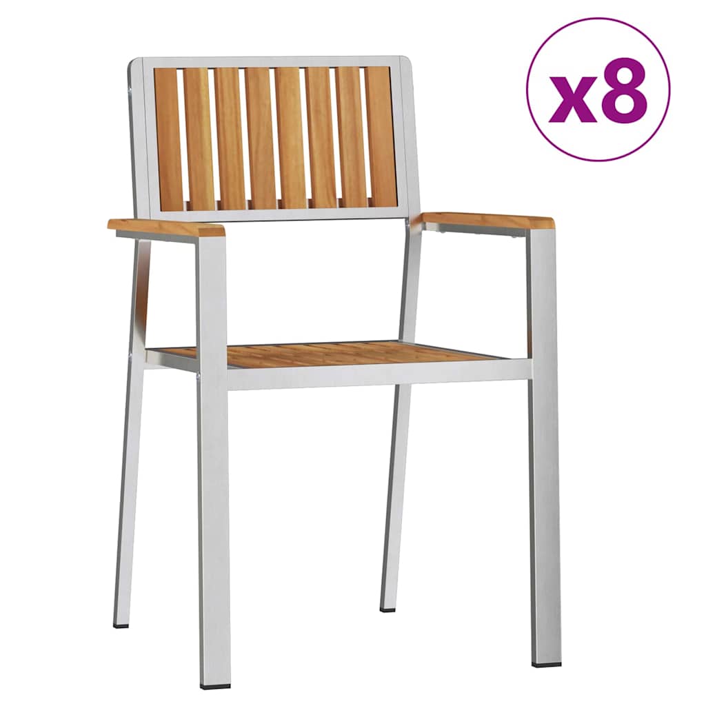 Tuinstoel 8 pcs Bruin 56 x 54,5 x 87 cm Massief Teakhout is nu te koop bij PeponiXL, paradijselijk wonen!