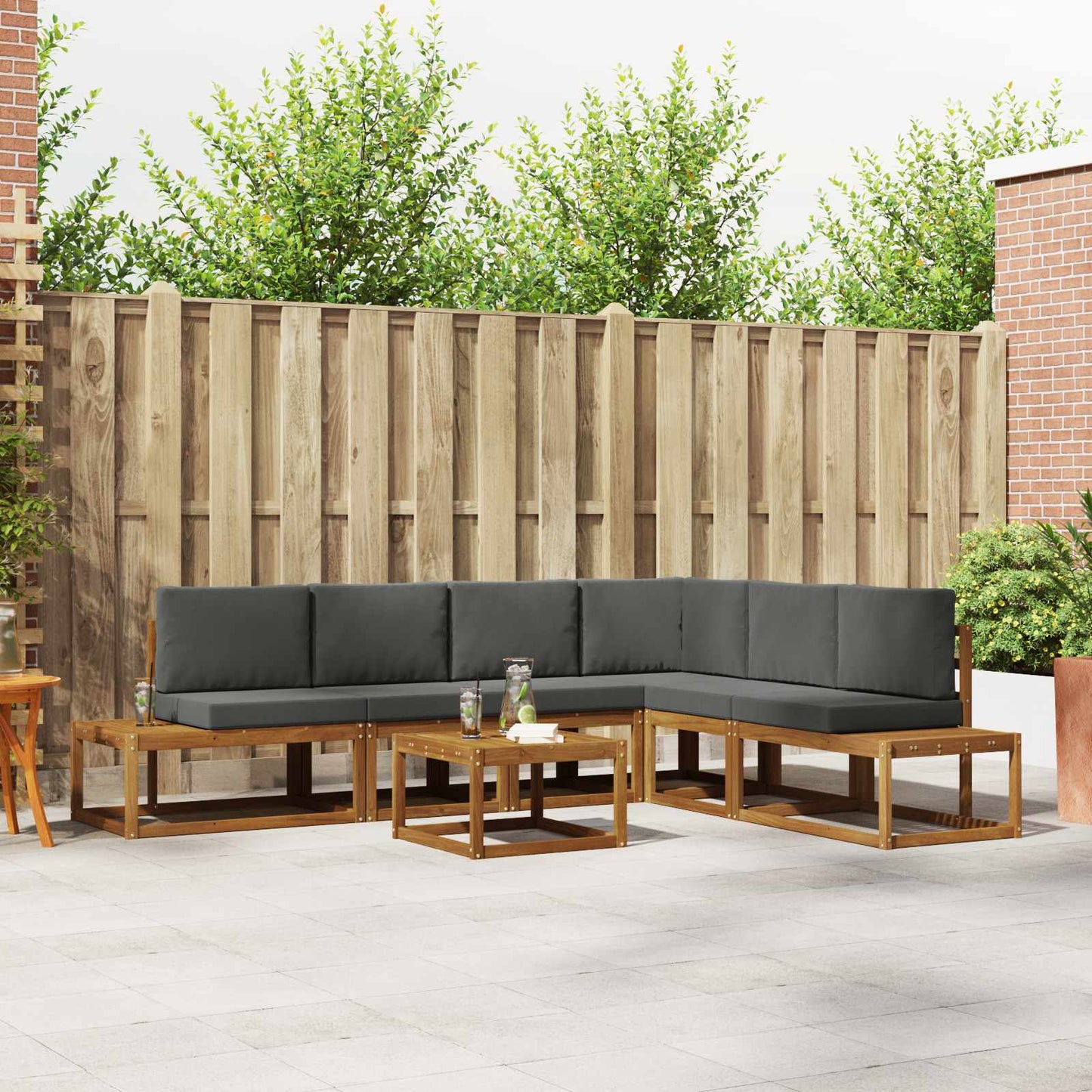 Buiten bankenset met kussen 7 Stuk Natuurlijk en Antraciet is nu te koop bij PeponiXL, paradijselijk wonen!