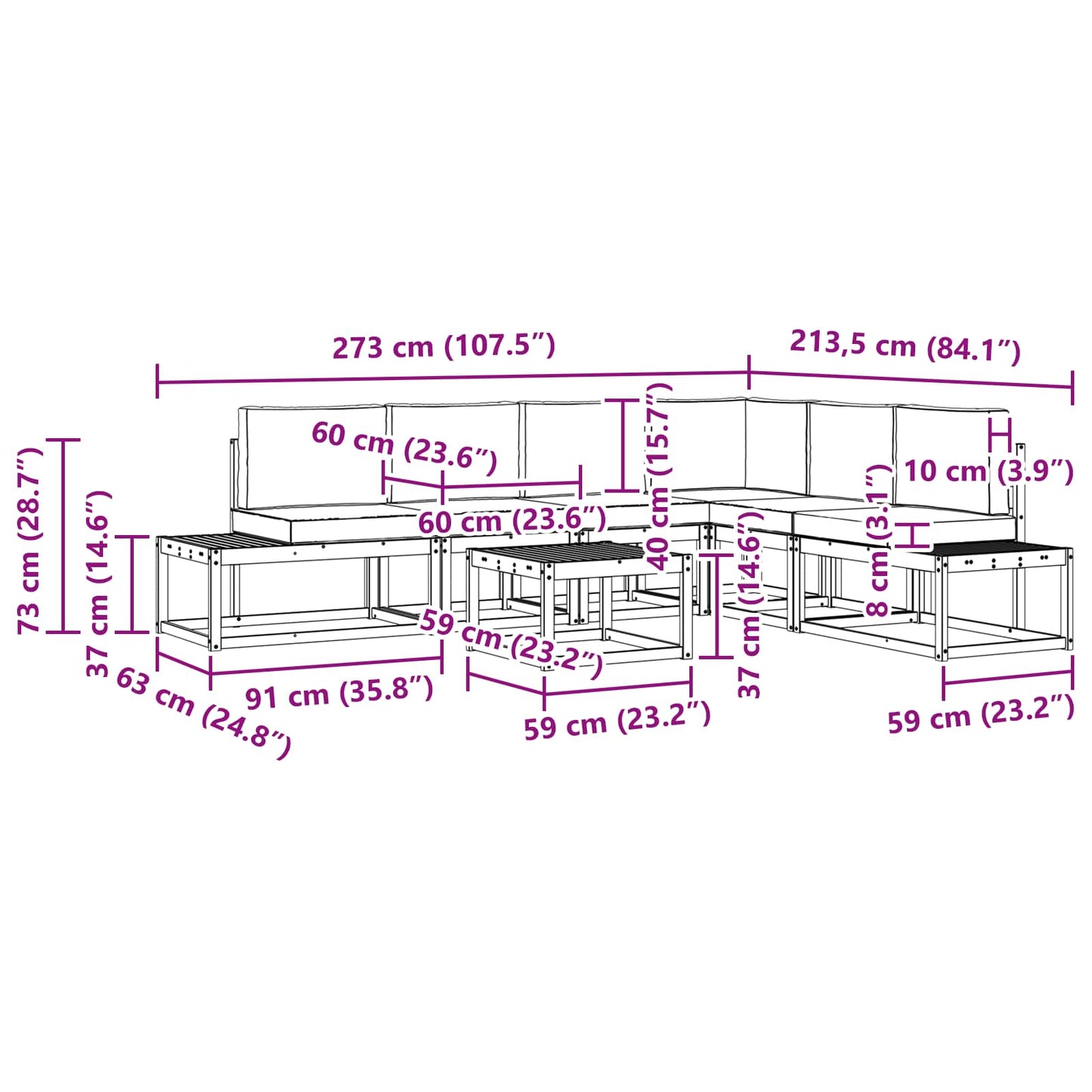 Buiten bankenset met kussen 7 Stuk Natuurlijk en Antraciet is nu te koop bij PeponiXL, paradijselijk wonen!