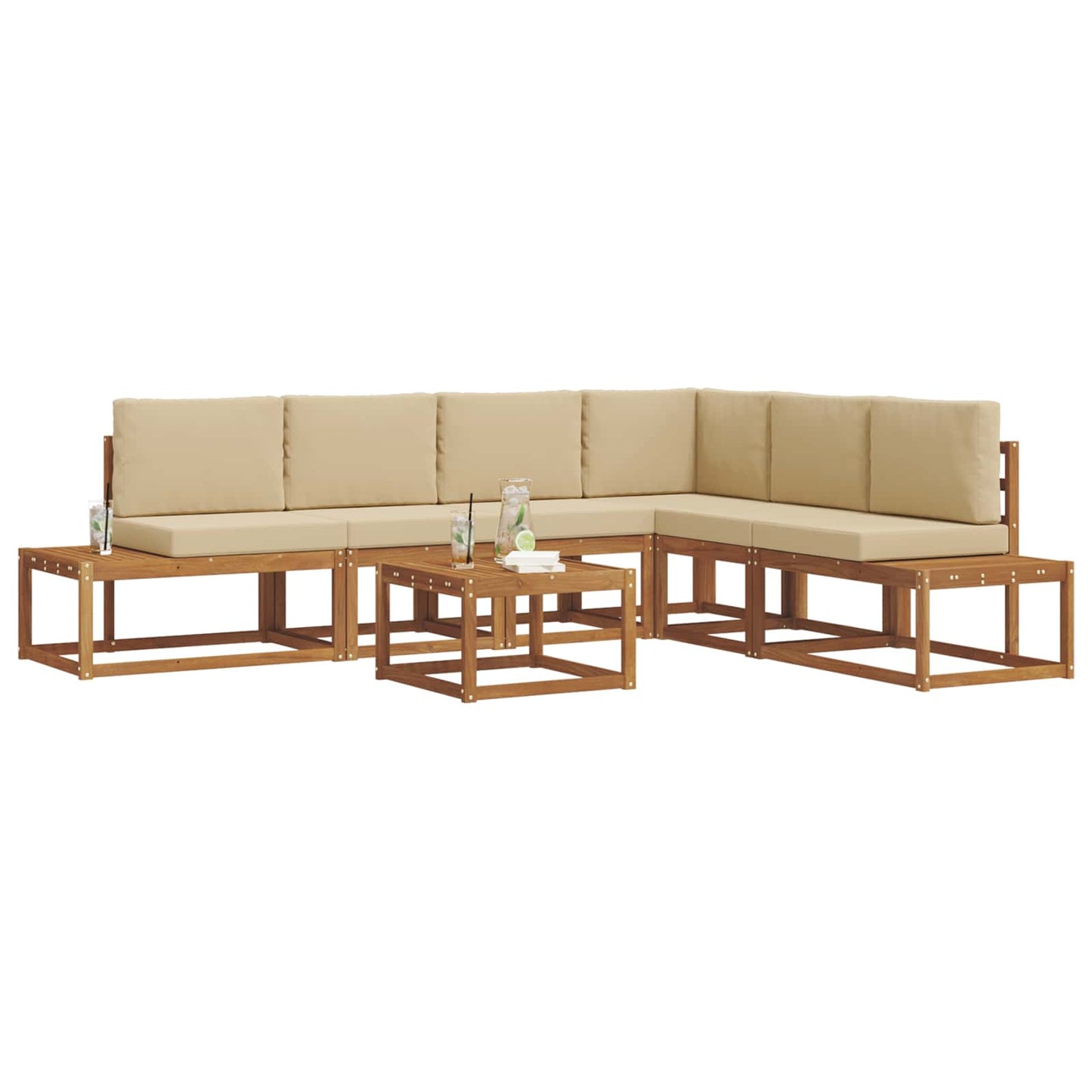 Buiten bankenset met kussen 7 Stuk Natuurlijk en Beige is nu te koop bij PeponiXL, paradijselijk wonen!