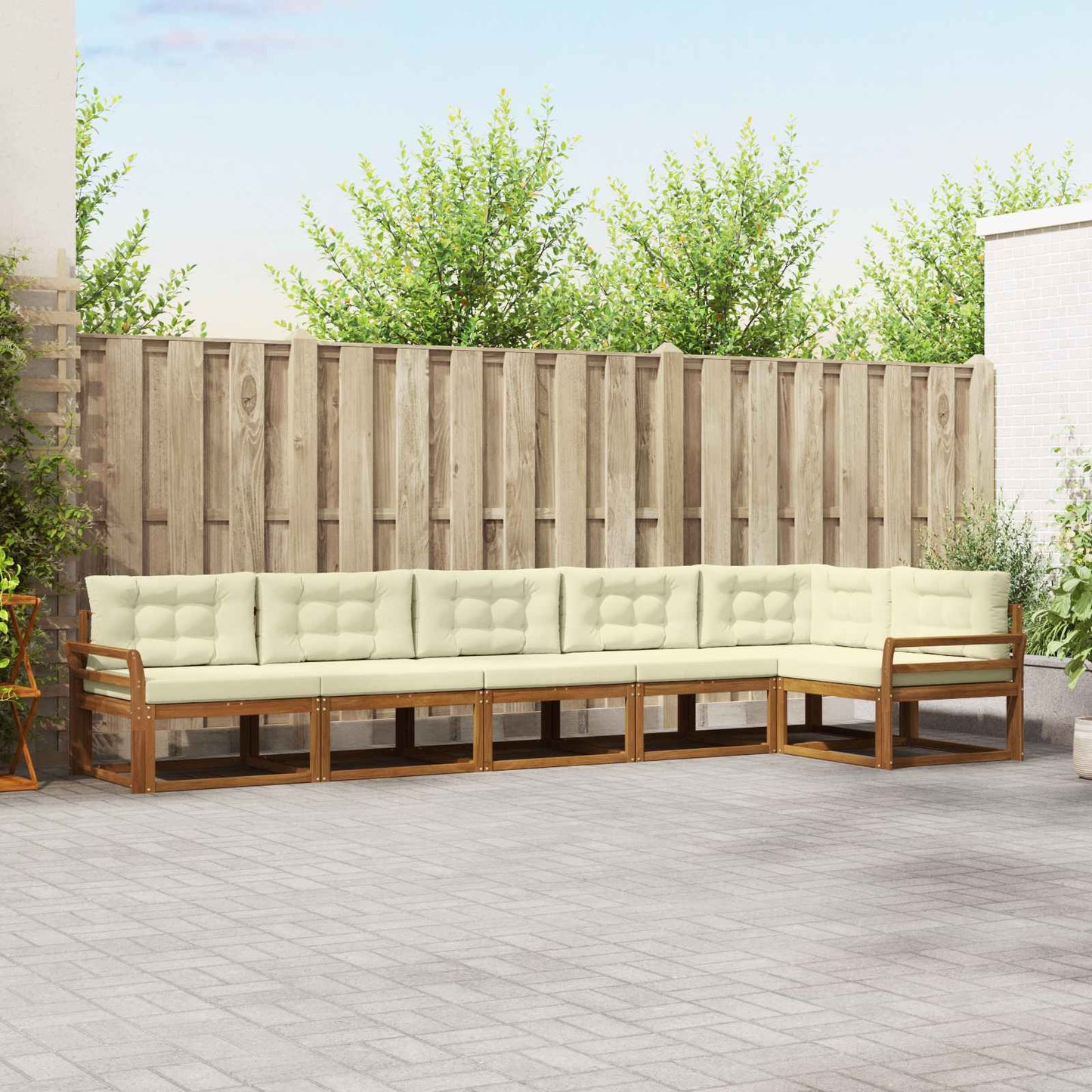 Buiten bankenset met kussen 6 pcs Natuurlijk en Crème is nu te koop bij PeponiXL, paradijselijk wonen!