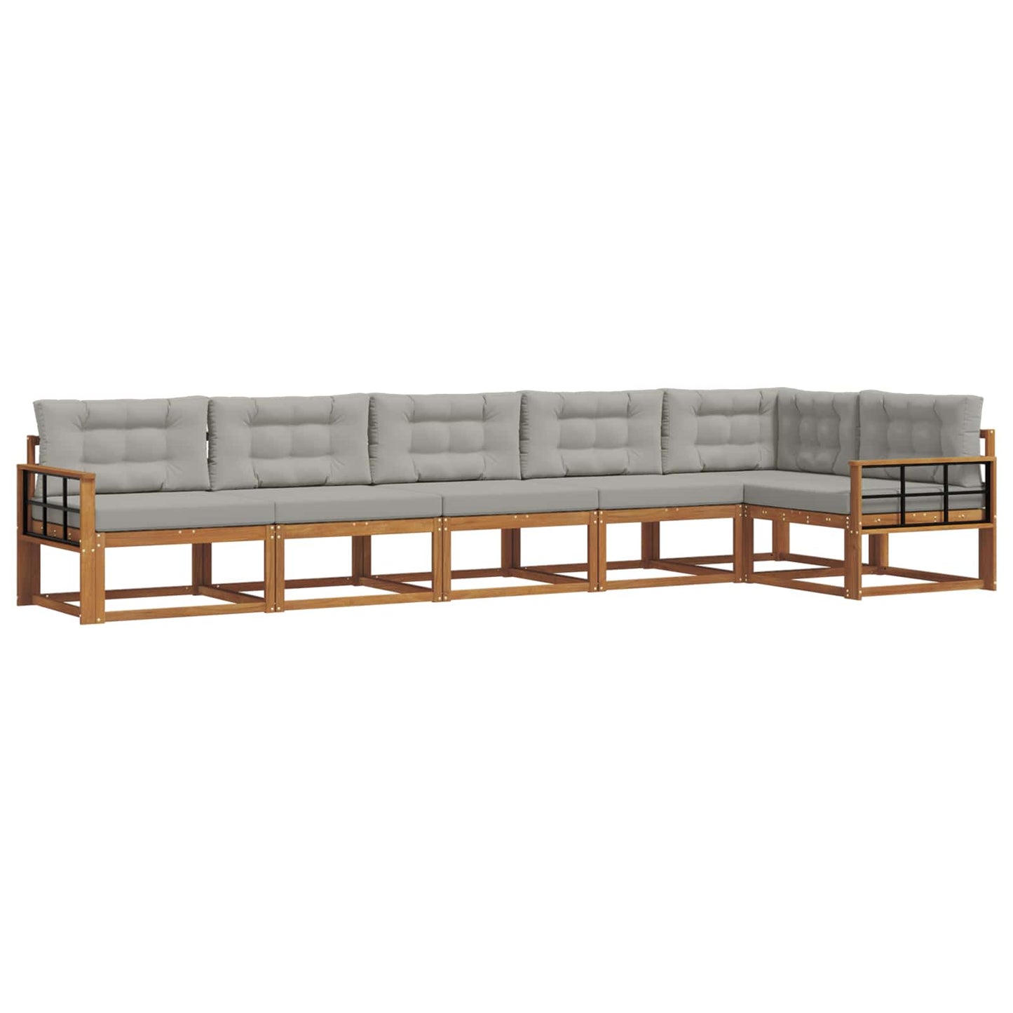Buiten bankenset met kussen 6 pcs Naturel en lichtgrijs is nu te koop bij PeponiXL, paradijselijk wonen!