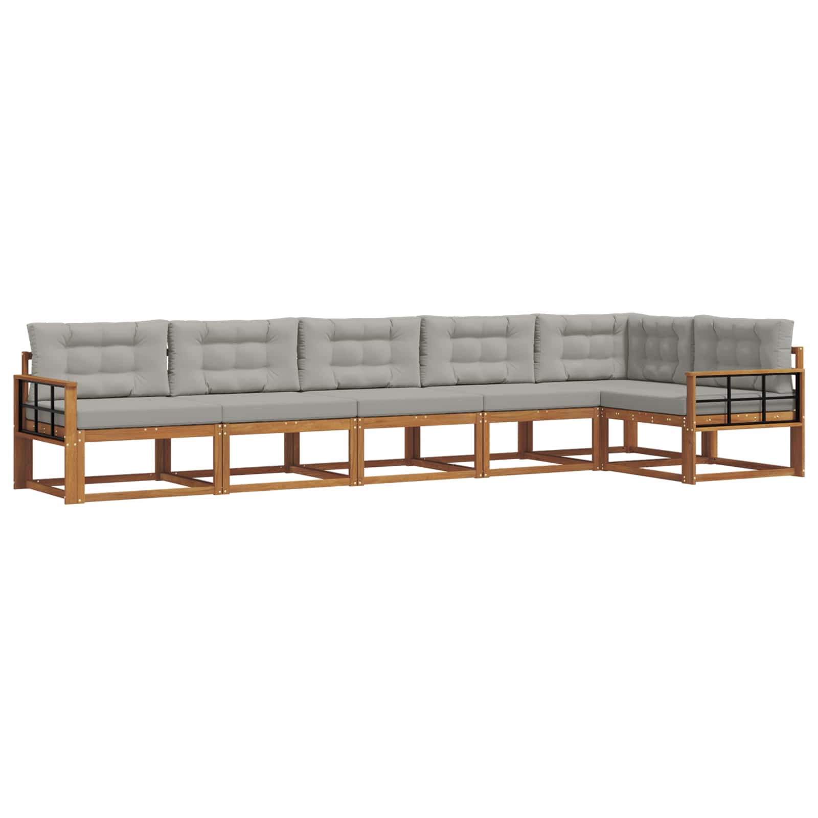 Buiten bankenset met kussen 6 pcs Naturel en lichtgrijs is nu te koop bij PeponiXL, paradijselijk wonen!