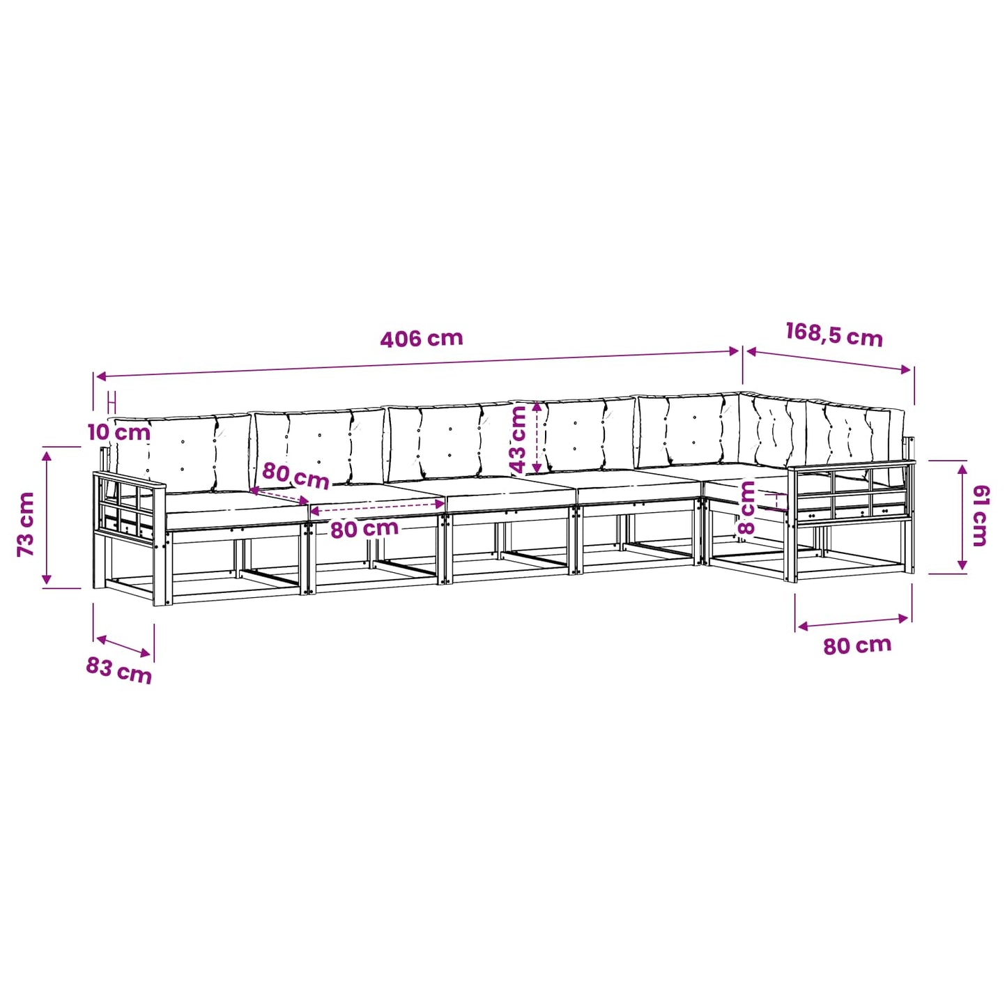 Buiten bankenset met kussen 6 pcs Naturel en lichtgrijs is nu te koop bij PeponiXL, paradijselijk wonen!