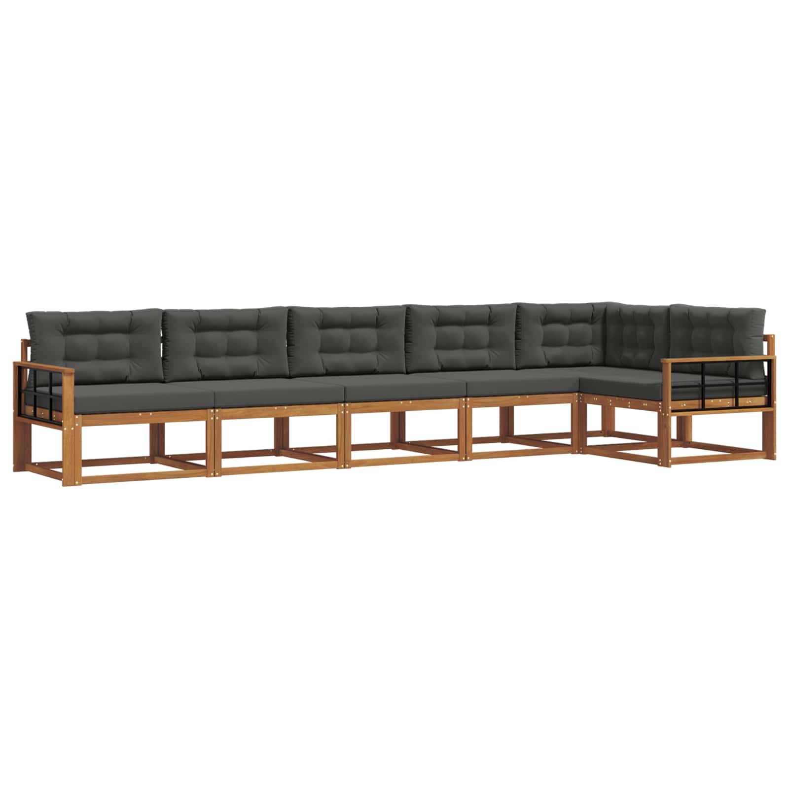 Buiten bankenset met kussen 6 pcs Natuurlijk en Antraciet is nu te koop bij PeponiXL, paradijselijk wonen!