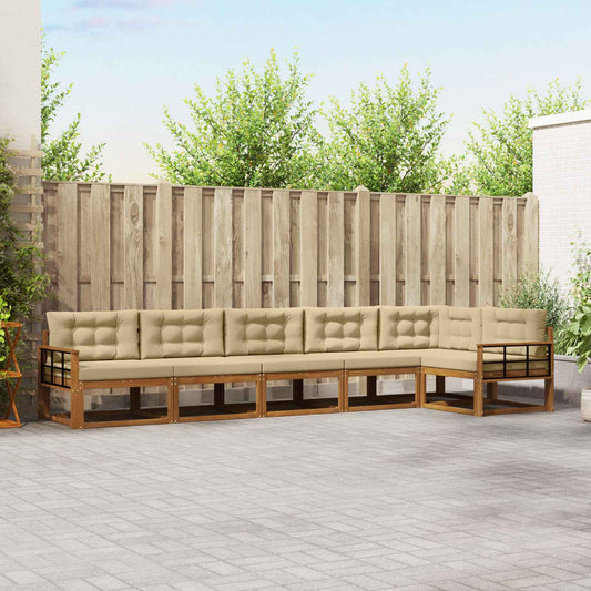 Buiten bankenset met kussen 6 pcs Natuurlijk en Beige is nu te koop bij PeponiXL, paradijselijk wonen!