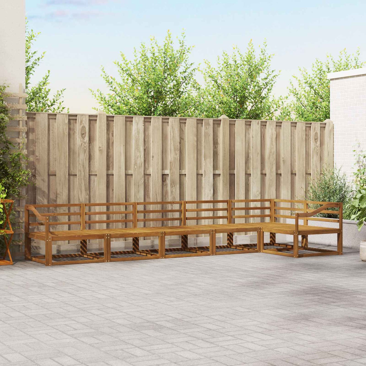 Buiten bankenset 6 pcs Naturel Massief Acaciahout is nu te koop bij PeponiXL, paradijselijk wonen!