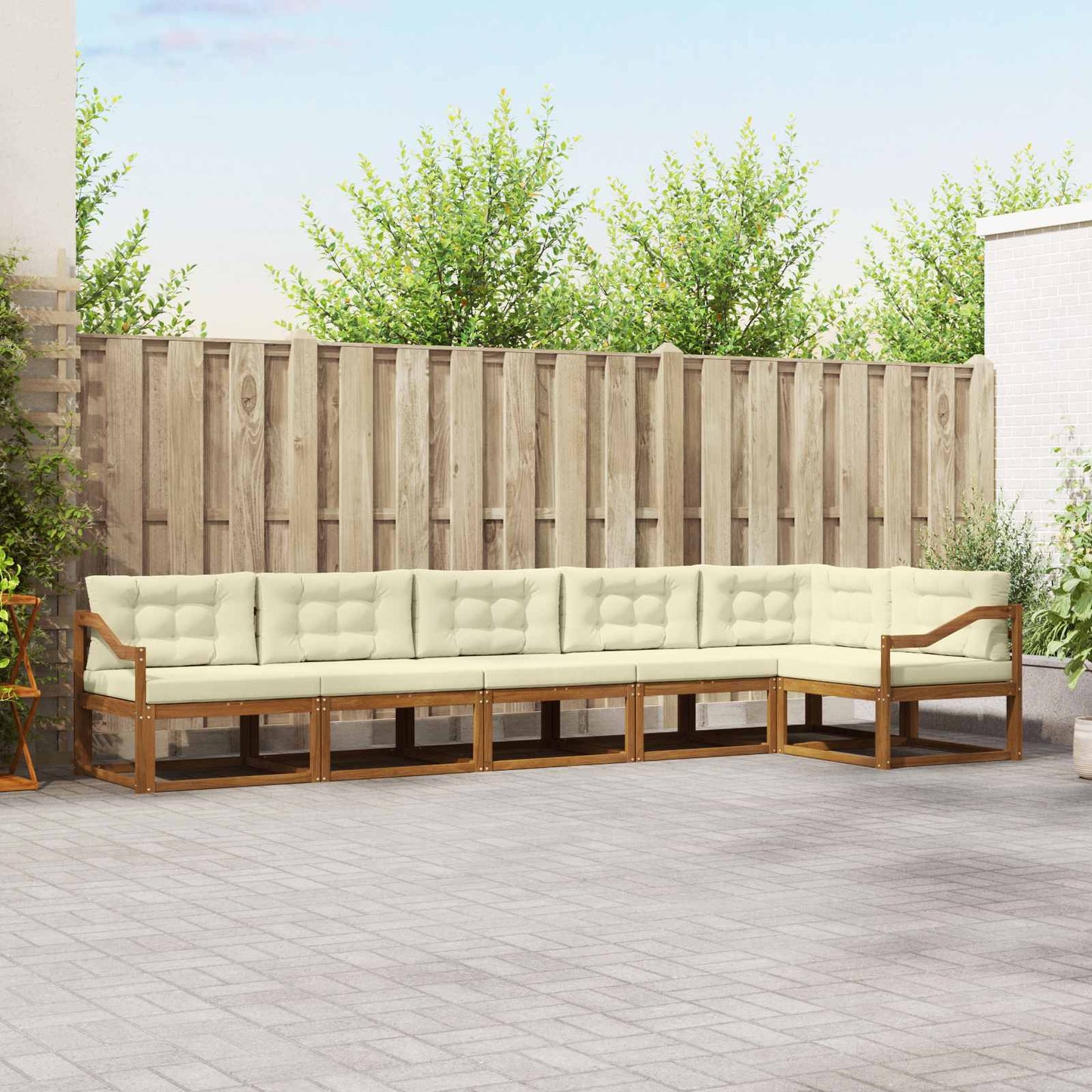 Buiten bankenset met kussen 6 pcs Natuurlijk en Crème is nu te koop bij PeponiXL, paradijselijk wonen!
