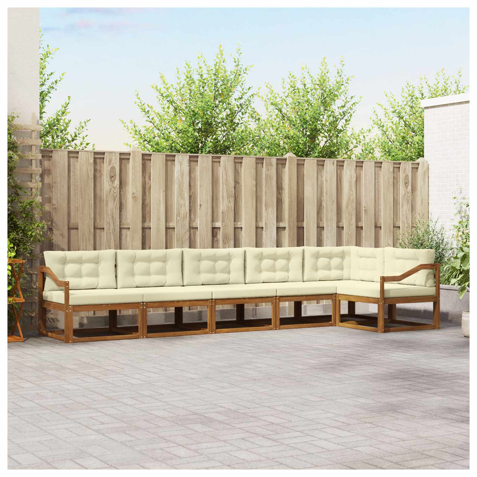 Buiten bankenset met kussen 6 pcs Natuurlijk en Crème is nu te koop bij PeponiXL, paradijselijk wonen!