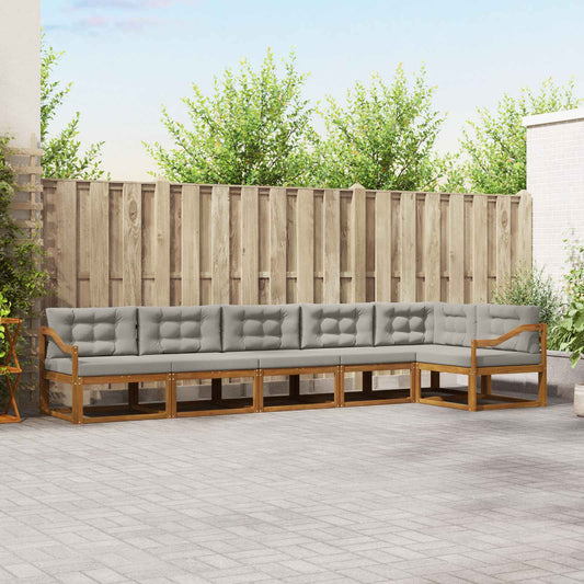 Buiten bankenset met kussen 6 pcs Naturel en lichtgrijs is nu te koop bij PeponiXL, paradijselijk wonen!
