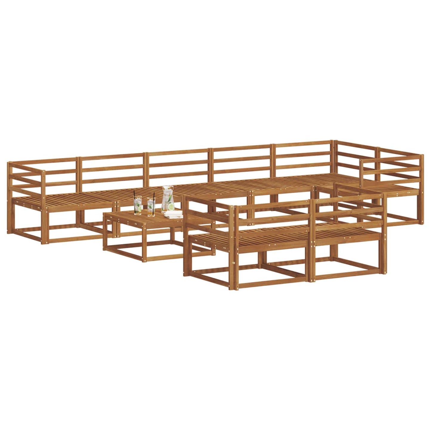 Buiten bankenset 9 pcs Naturel Massief Acaciahout is nu te koop bij PeponiXL, paradijselijk wonen!