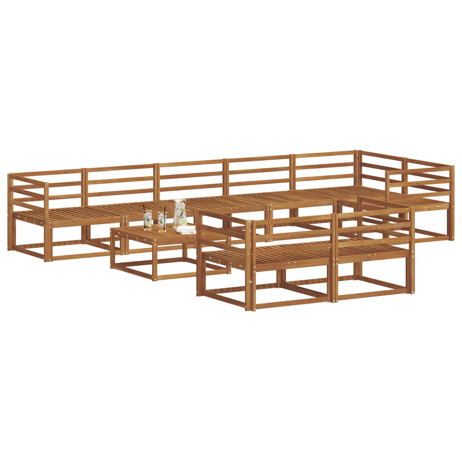 Buiten bankenset 9 pcs Naturel Massief Acaciahout is nu te koop bij PeponiXL, paradijselijk wonen!