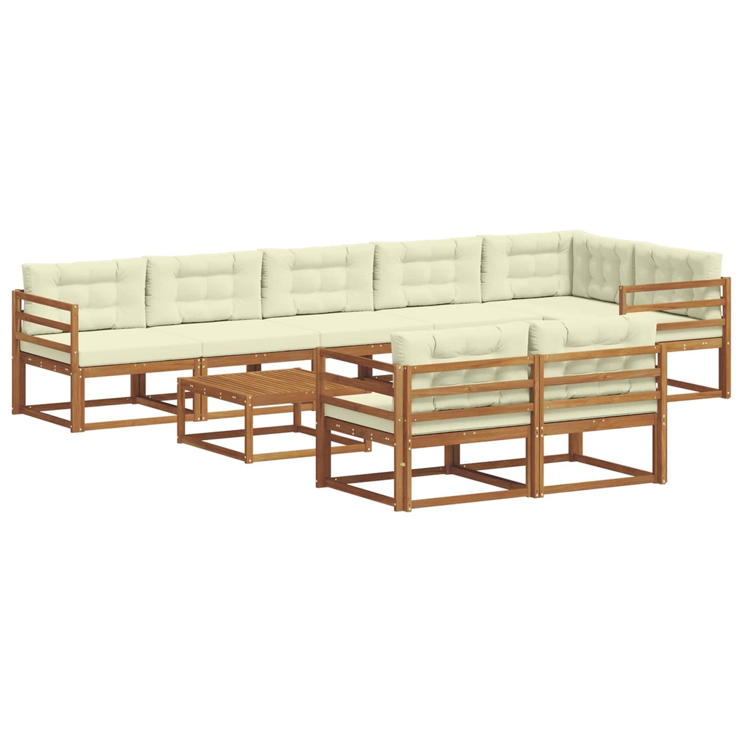 Buiten bankenset met kussen 9 pcs Natuurlijk en Crème is nu te koop bij PeponiXL, paradijselijk wonen!