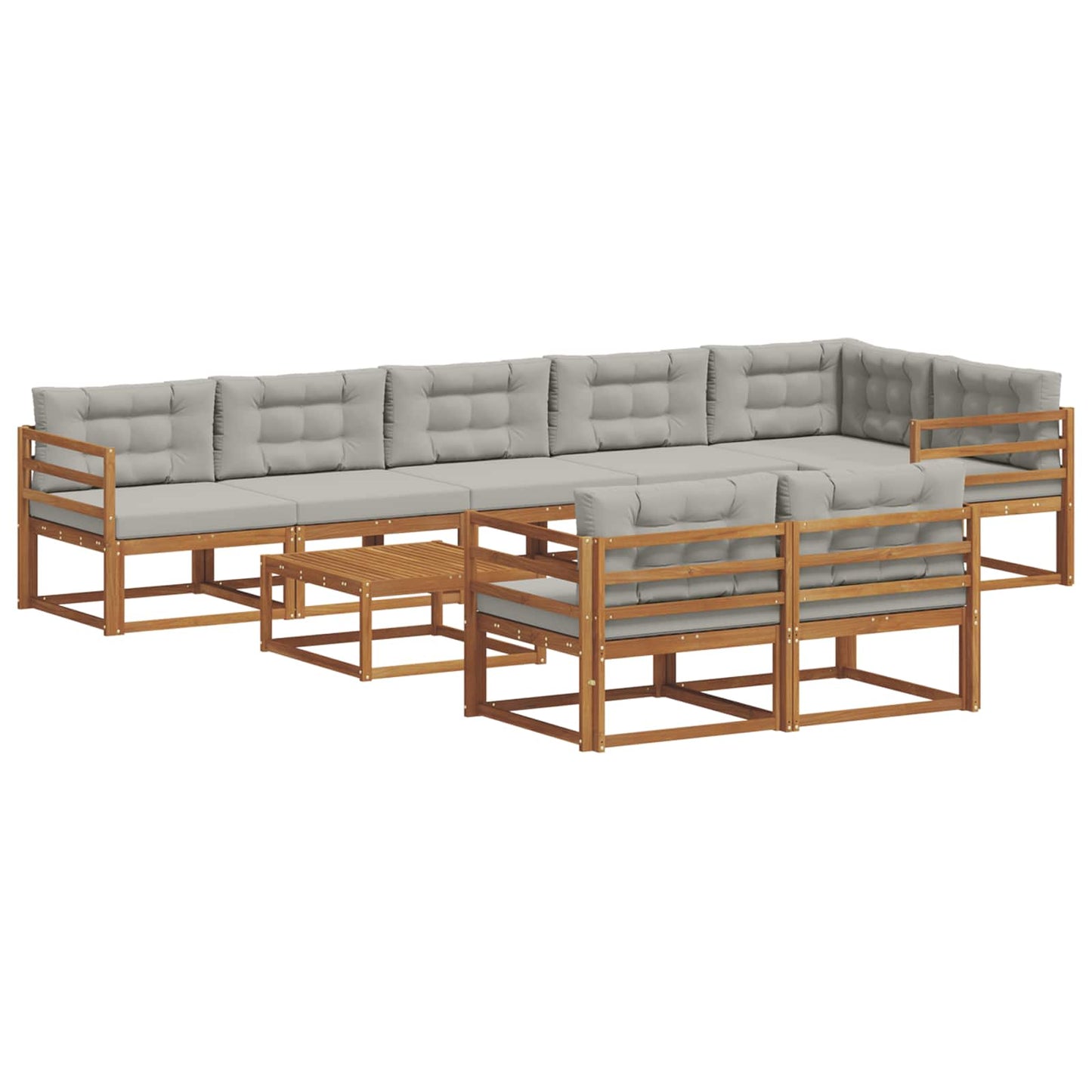 Buiten bankenset met kussen 9 pcs Naturel en lichtgrijs is nu te koop bij PeponiXL, paradijselijk wonen!