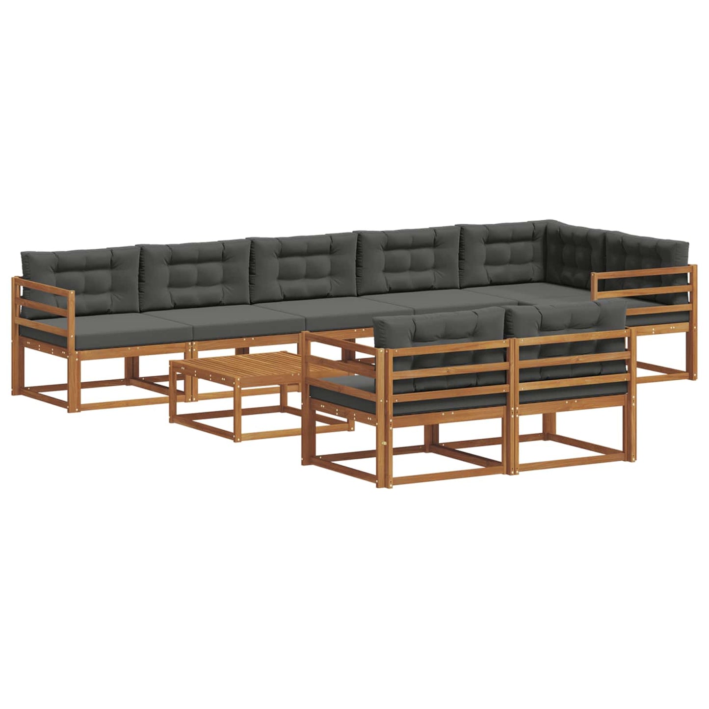 Buiten bankenset met kussen 9 pcs Natuurlijk en Antraciet is nu te koop bij PeponiXL, paradijselijk wonen!