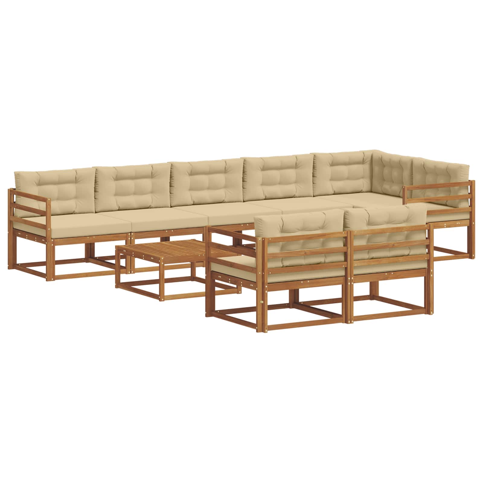 Buiten bankenset met kussen 9 pcs Natuurlijk en Beige is nu te koop bij PeponiXL, paradijselijk wonen!