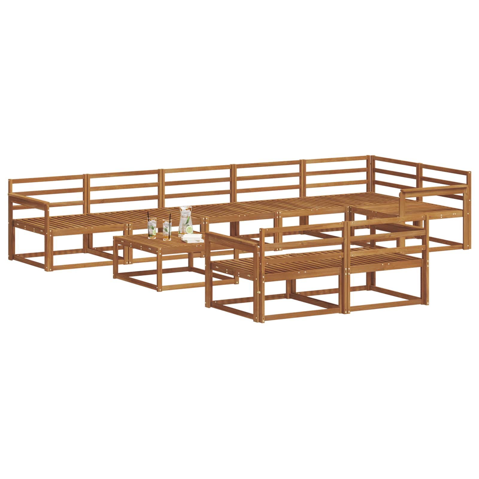 Buiten bankenset 9 pcs Naturel Massief Acaciahout is nu te koop bij PeponiXL, paradijselijk wonen!